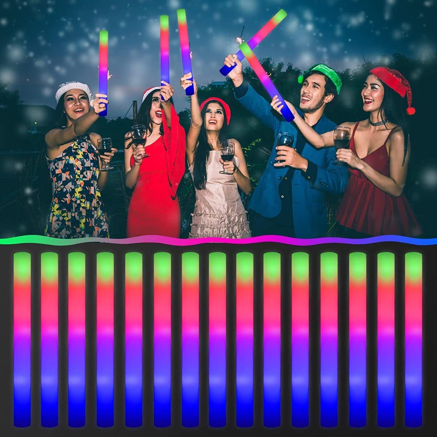 42Pcs Colorful RGB Glow Foam S - огляд і ціна Flashing Led Foam Sticks Party