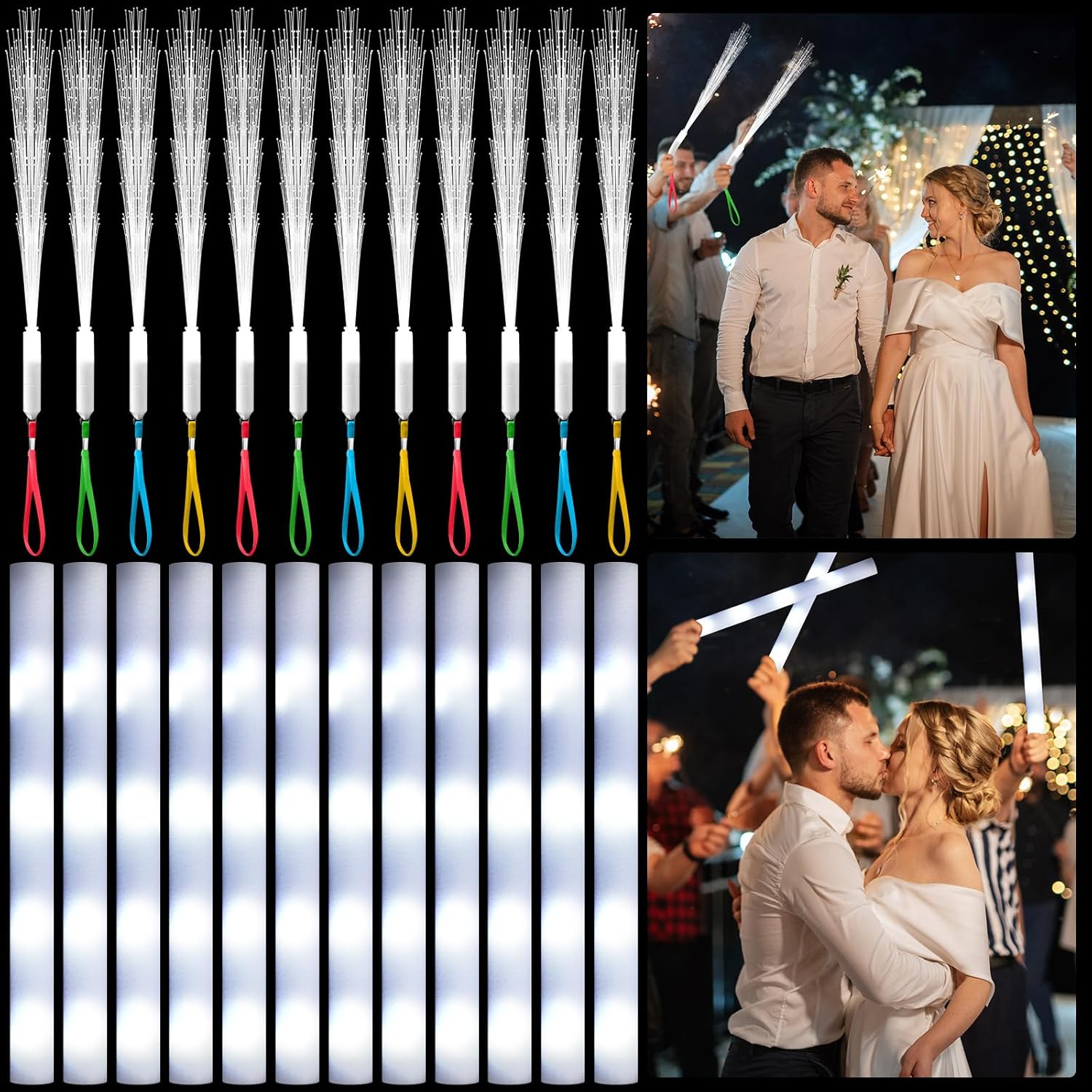 20pcs White Fiber Optic Wand L - огляд і ціна Flashing Led Foam Sticks Party